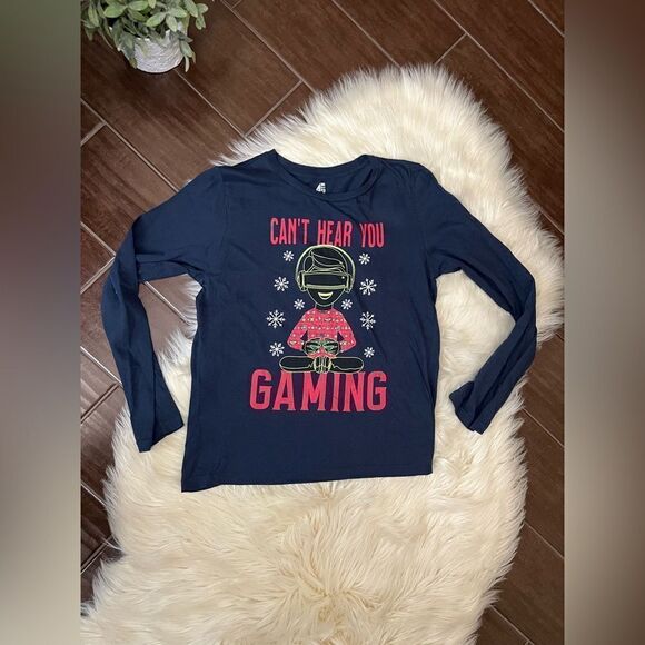 American Dream Team Network ADTN boys gamer christmas navy longsleeved tee sz LG - Picture 1 of 3
